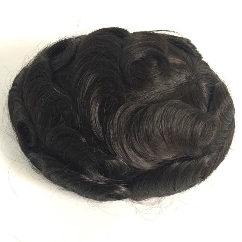 VER Fine Mono Lace Human Hair Toupee for Men with Front Lace Bleached