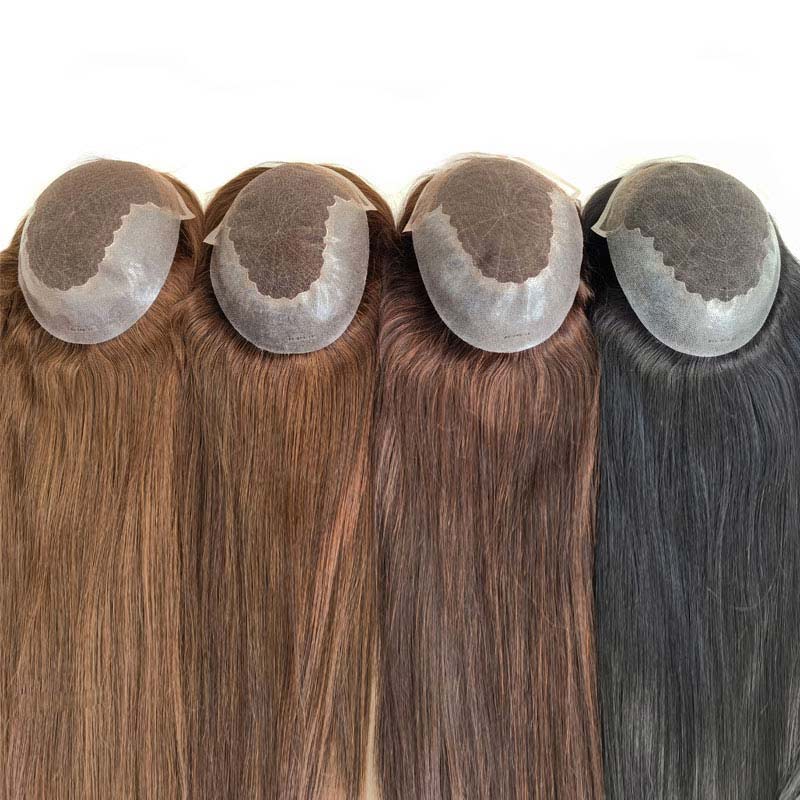 14 16 18 20 Inch Q6 HD Lace Real Human Remy Hair Pieces Toppers For Women Thinning Crown Hair