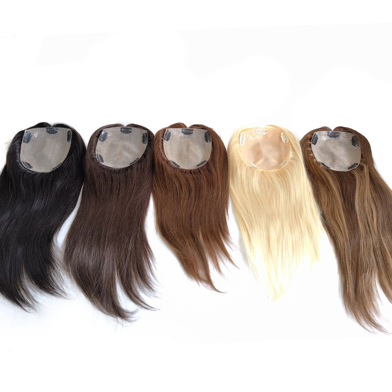 Thin Skin PU Base Hair Topper With Silk Top Partition Clip In 