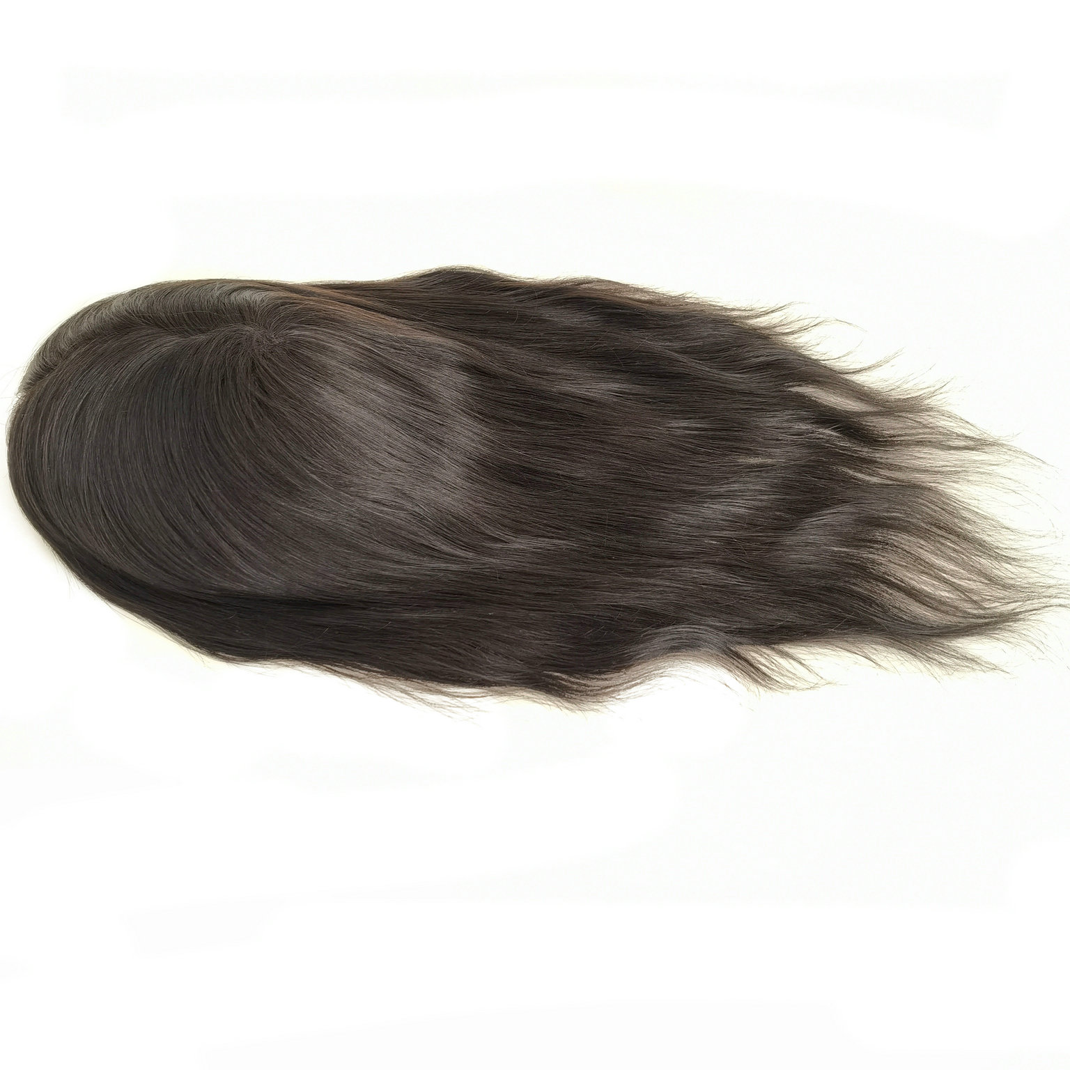 Full Thin Skin PU Base Human Hair Women Toupee Topper Color 1B