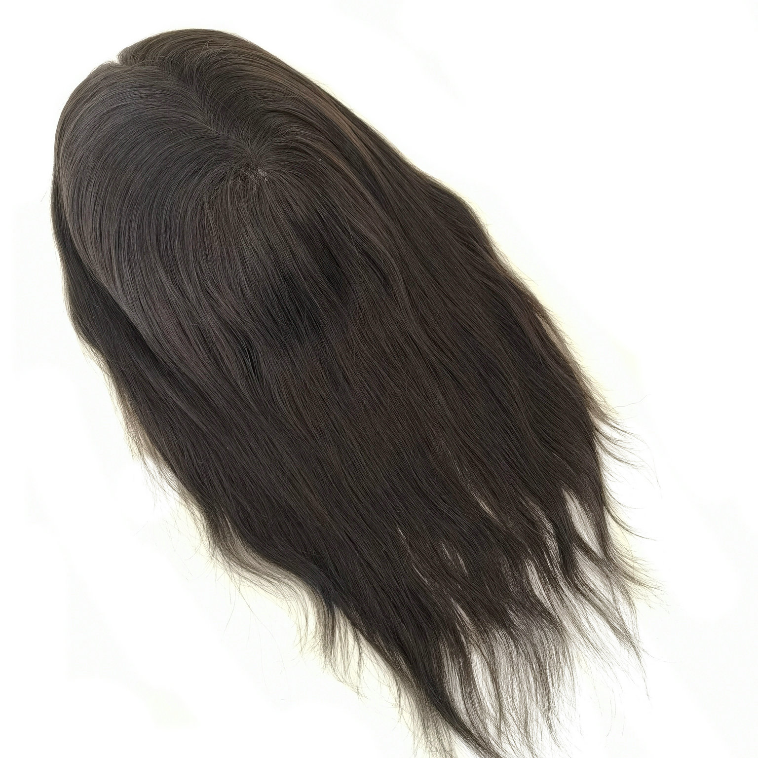 Full Thin Skin PU Base Human Hair Women Toupee Topper Color 1B