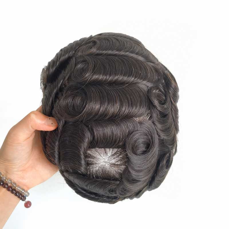 Extra Light Density Men Toupee with Human Hair Full Lace Base Mens Hair System