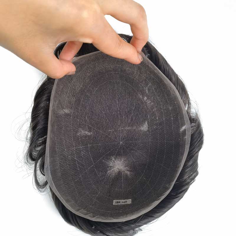 Extra Light Density Men Toupee with Human Hair Full Lace Base Mens Hair System