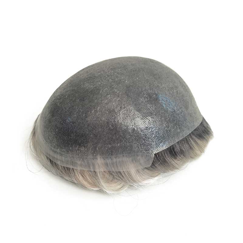 Black Ombre Gray Human Hair Men Toupee