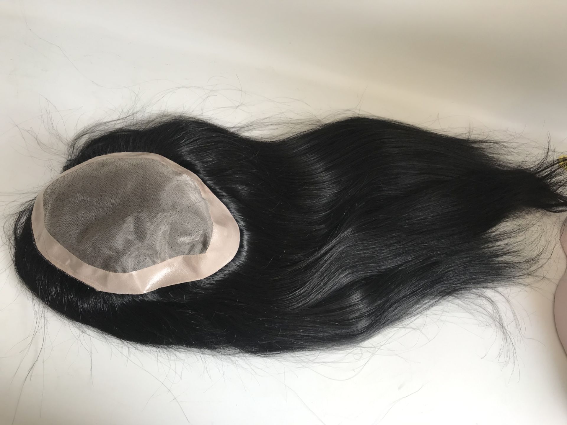 Stock Quick Delivery 20 Inch Mono Lace Human Hair Women Toupee with PU Skin around Back and Side